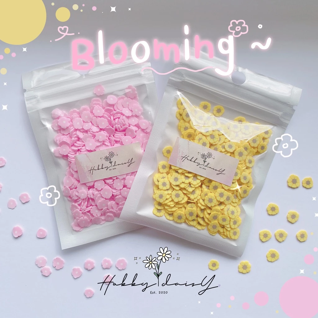 ฟีโม่ดอกไม้ มีสีชมพู ดอกทานตะวัน Smiley Daisy สำหรับงานตกแต่งเรซิ่น และ DIY เฟรมการ์ด
