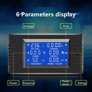 เอซีวัตต์มิเตอร์ AC 6in1 Single Phase Digital Power Meter 220V Current Voltage Watt Power Factor Frequency Energy Meter