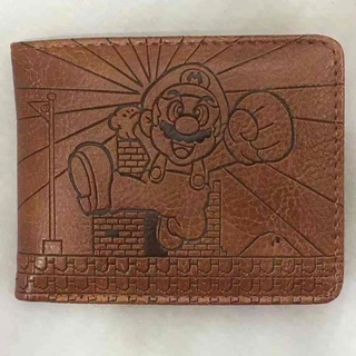 กระเป๋าสตางค์ หนัง PU ลายการ์ตูนอนิเมะ Super Mario แบบนูน สไตล์คลาสสิก สําหรับผู้ชาย นักเรียน