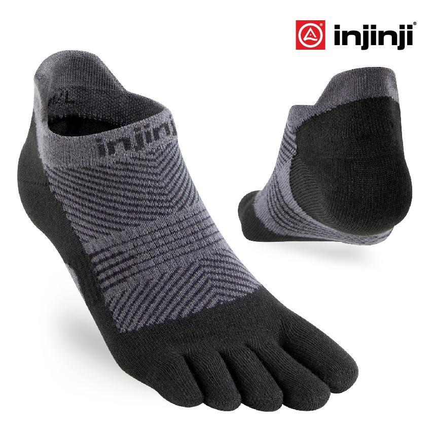 INJINJI ถุงเท้าวิ่ง แยกนิ้ว WMN RUN LW NO SHOW GRAY รุ่นวิ่งซ่อนข้อ (ผู้หญิง) สีเทา ของแท้
