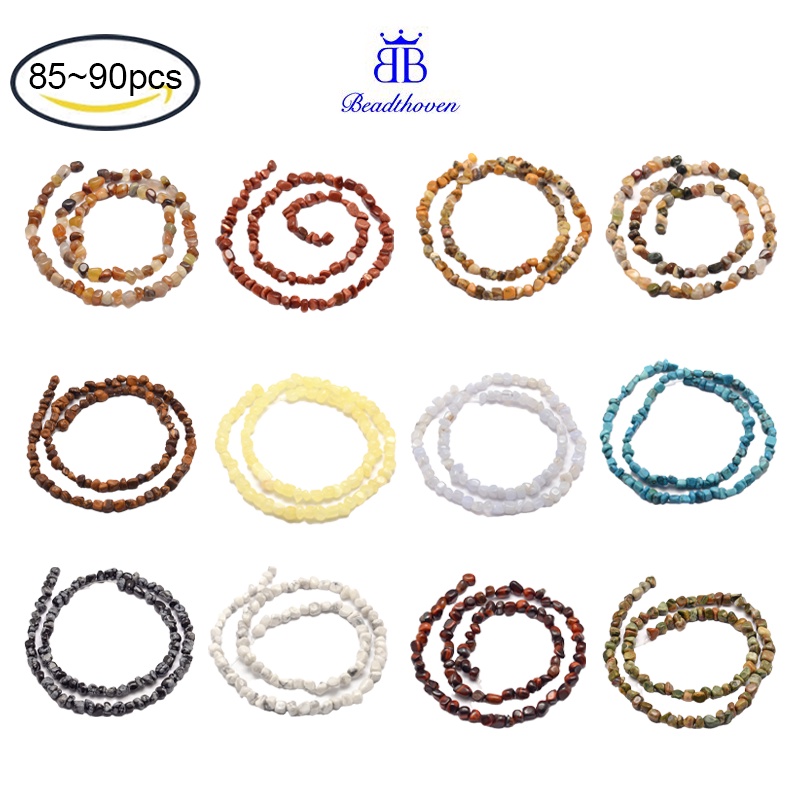 ลูกปัดหินธรรมชาติ 3~5x3~5x3~8 มม. รู 1 มม. ประมาณ 85~90 ชิ้น ต่อเส้น 15.7 นิ้ว (40 ซม.) 85~90 ชิ้น ต