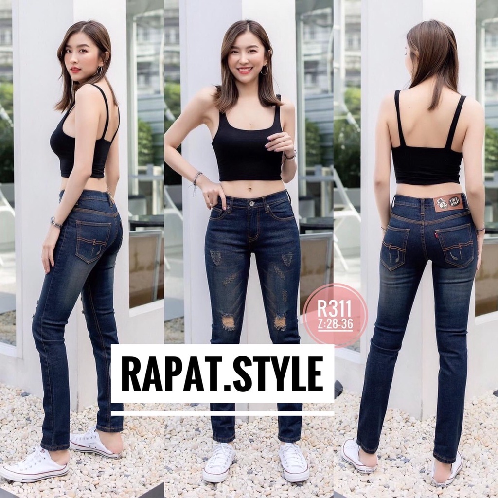 [[สินค้าขายดี]] LONA JEANS รุ่น 59A กางเกงยีนส์เดฟยืดผญ กางเกงยีนส์แฟชั่นผู้หญิง เอวกลางกำลังพอดี ผ้