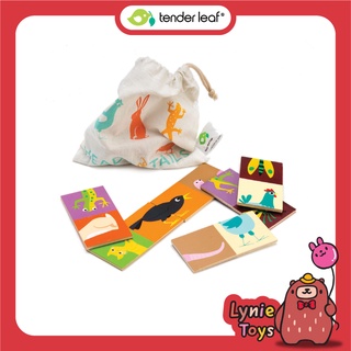 Tender Leaf Toys  ของเล่นไม้ ของเล่นเสริมพัฒนาการ จับคู่สัตว์โดมิโน่ Heads and Tails Dominoes