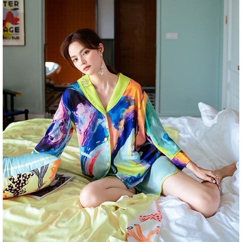 ชุดนอน​ Ocean pajamas (premium silk satin)​