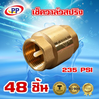 เช็ควาล์วสปริงทองเหลือง PP(พีพี)  1 1/4" (1นิ้ว 2หุน) จำนวน 1 ลัง ( 48ชิ้น )