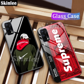 Skinlee for OPPO Realme 7 Pro Case Tempered Glass Protector Back Mirror Cover with Supreme Design Oppo Realme 7 Pro 7i C30 C33 Narzo 50i 50A Prime  Phone Cover Casing