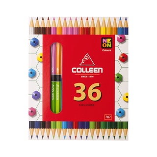 สีไม้คอลลีน Colleen รุ่น 18 แท่ง 36 สี #787 สองหัว (แท่งเหลี่ยม) ผ่านมาตฐานการผลิตยุโรป EN 73/1 ปลอดภัยไร้สารพิษ