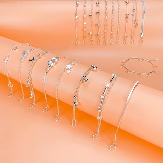 สร้อยข้อเท้าเงินแท้ 925 สไตล์อิตาลี 50 แบบสำหรับผู้หญิง สร้อ…