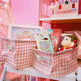 กล่องเก็บของ ตะกร้าผ้าฝ้ายลินิน Cotton linen storage basket