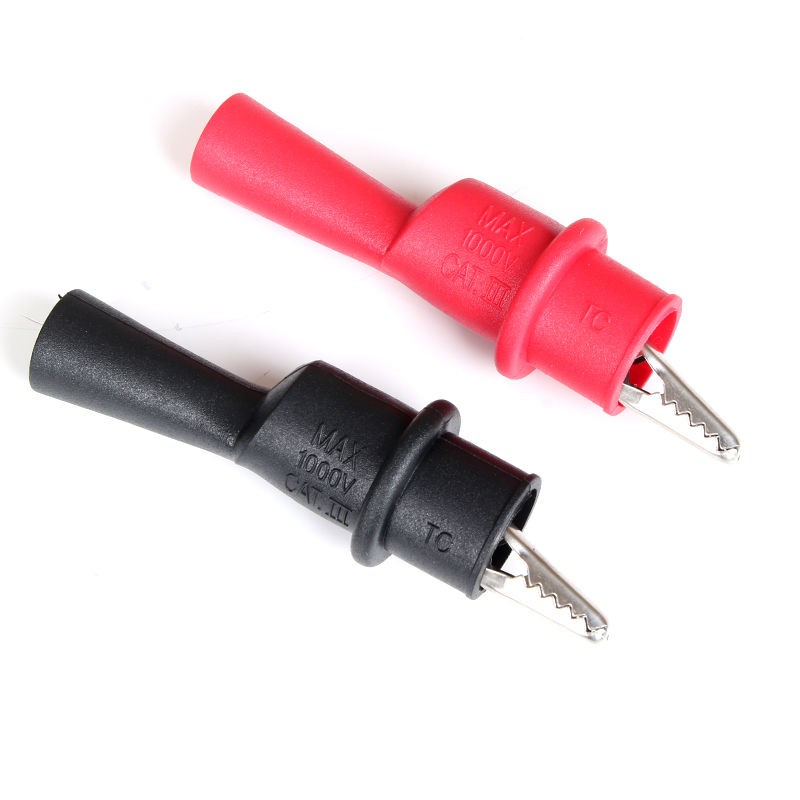 2 ชิ้น/เซ็ตฉนวนทดสอบตะกั่วเมตรจระเข้คลิป MultiMeter Probe จระเข้ Clamp