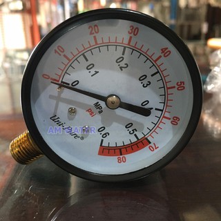 เข็มวัดแรงดันน้ำ เกจ์วัดแรงดัน 0-80 PSI เกลียว 1/4