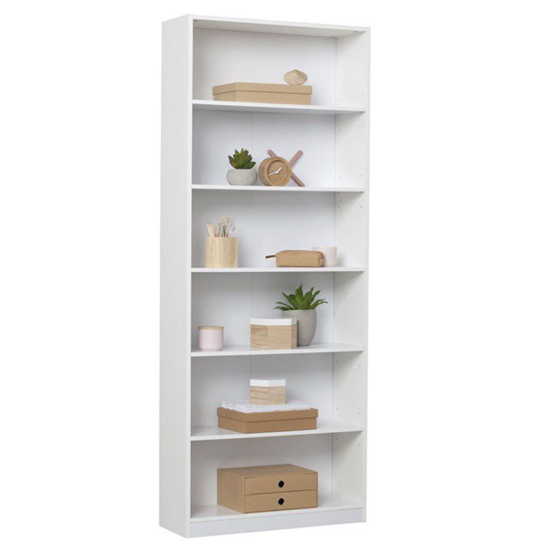 Xfwy Loft Living Billy 6 Tier Bookcase, Tall White Book Shelves