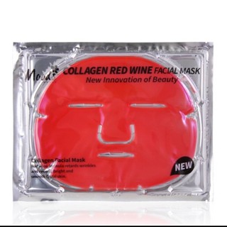 แผ่นคลอลาเจนมาร์คสูตรไวท์แดง ยี่ห้อมูดส์ สีแดง 60 กรัม ( Moods Collagen Red Wine facial mask New Innovation of beauty)