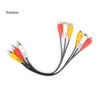 Hlby♠อะแดปเตอร์สายเคเบิ้ล 3 RCA Male to 6 RCA Female Splitter Cord DVD AV Audio Video 1 ชิ้น