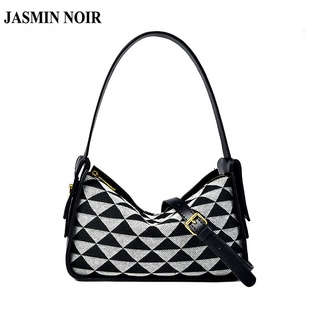 Jasmin NOIR กระเป๋าสะพายไหล่ กระเป๋าถือ ลายสก๊อต เรียบง่าย สําหรับสตรี