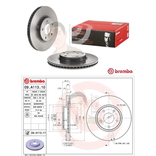 09 A113 11 จานเบรค ล้อ F (ยี่ห้อ BREMBO) รุ่น UV NISSAN Teana J31 ปี 2004-2008