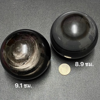 หินออบซิเดียนทรงกลม Obsidian ฟรีฐานไม้