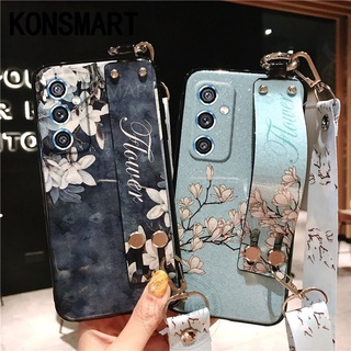 เคส Samsung M52 5G 2021 Flowers Bling Glitter Soft TPU เคสโทรศัพท์ Samsung Galaxy M52 5G Silicone With WristBand and Adjustable Crossbody Lanyard