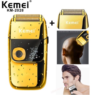 Kemei เครื่องโกนหนวดเคราไฟฟ้า ไร้สาย ชาร์จ USB แบบมืออาชีพ สําหรับผู้ชาย