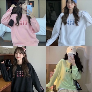 Sweater เสื้อกันหนาวเกาหลี ลายปัก เสื้อเเขนยาวโอเวอร์ไซส์ ผ้าสำลีหผ้าหนุ่มมากๆ 77889