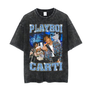 เสื้อยืด ขนาดใหญ่ พิมพ์ลาย Psycho Crucify Playboi Carti | หินล้างทําความสะอาด | เสื้อแร็ปเปอร์ | เสื้อยืด Rap Tee | เสื้