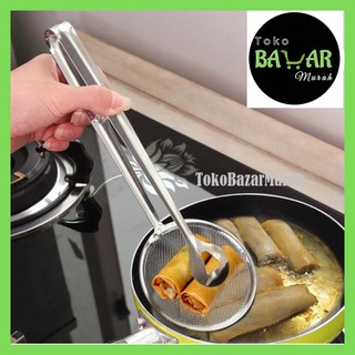 Alat Penjepit Gorengan 2 In 1 Bahan Stainless / Capitan + Saringan Tirisan 2 In 1 Stainless Steel