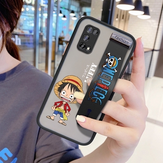 (พร้อมสายรัดข้อมือ) For Oppo Realme XT 5 6 7 X7 Pro 4g/5g 7i 6i 5i 5S อะนิเมะเคส Luffy การ์ตูนกันกระแทก Frosted กลับป้องกันเลนส์เต็มรูปแบบเคสใส่โทรศัพท์ เคสโทรศัพท์