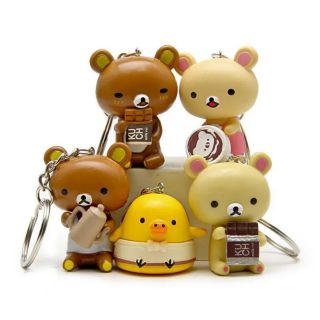 โมเดลฟิกเกอร์ Rilakkuma and the gang key chain 5 ชิ้น/set พวงกุญแจริลัคคุมะ ขนาด3-5cm.