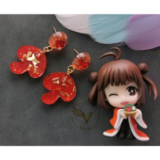 Veesaachana ต่างหูสวยๆ งาน Handmade รูปเห็ดสีแดง ทอง 1 แบบมี 1 ชิ้นเท่านั้น สวย เก๋ ไม่ซ้ำใคร อ่ะไหล่ ไม่แพ้ ไม่คัน