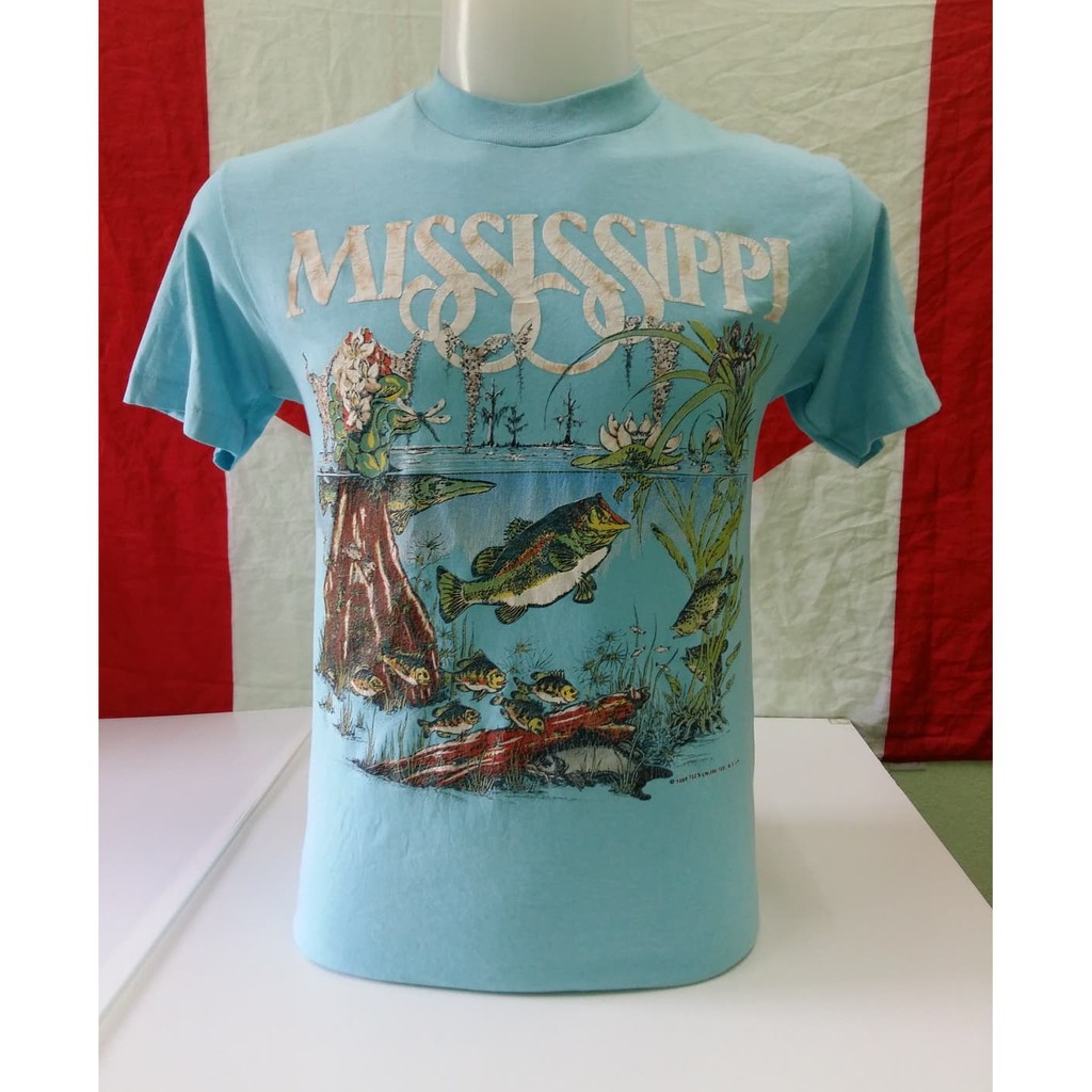 (SALE)  Size; M  เสื้อยืดวินเทจ USA งานเก่าแท้ / วินเทจ'80 Mississippi