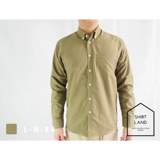 คอจีน/แขนยาว (สีเข้ม) M/L/XL ผ้า OXFORD - SHIRT LAND เสื้อเชิ้ตผู้ชาย long Sleeve Chinese Mandarin Collar Shirt