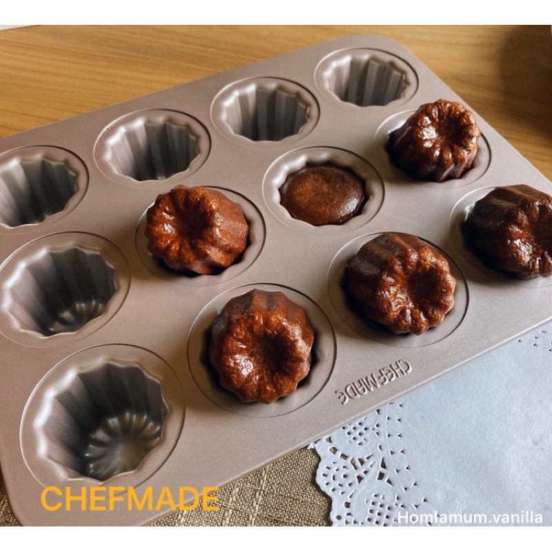 พิมพ์ขนมคานาเล่ 12 หลุม  Chefmade Canele Mold 12-Cavity Non-Stick WK9158