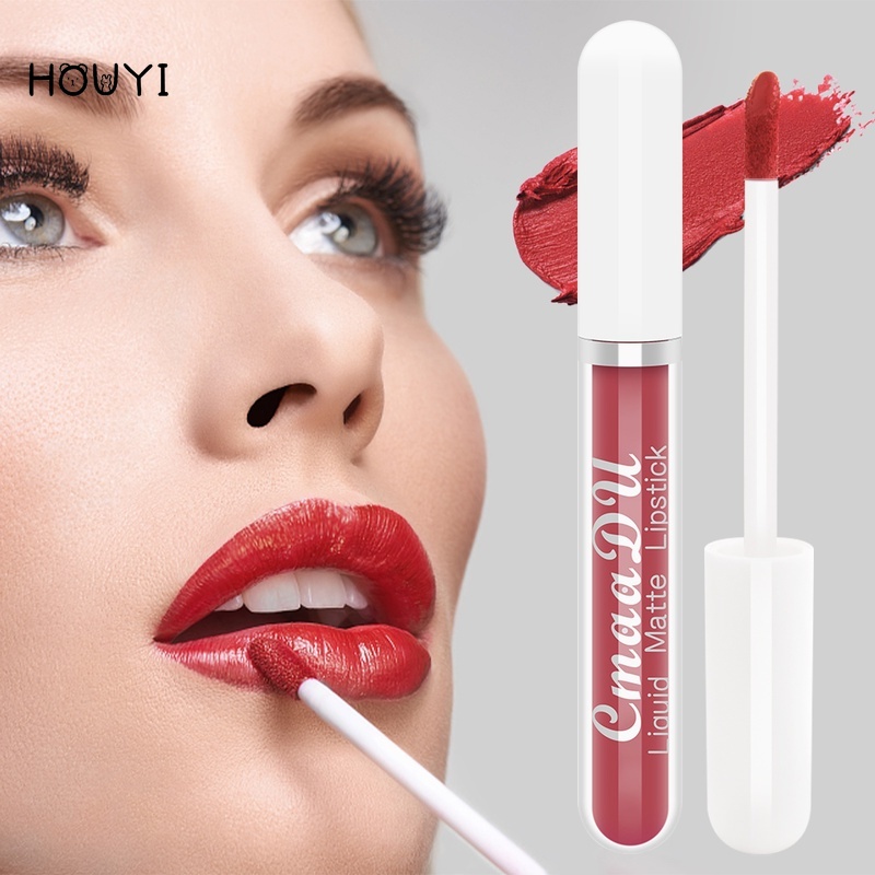 ลิปกลอส เนื้อแมตต์กํามะหยี่ สีแดง ติดทนนาน ไม่ซีดจาง เรียบเนียน ลิปสติกผู้หญิง ลิปบาล์ม 1 ชิ้น - รูปที่ 6
