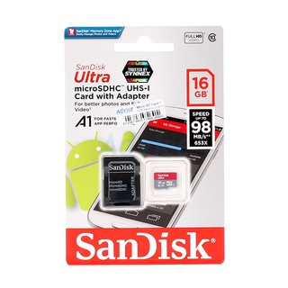 Micro SD 16GB Class10 SanDisk ULTRA (98 MB/s.)