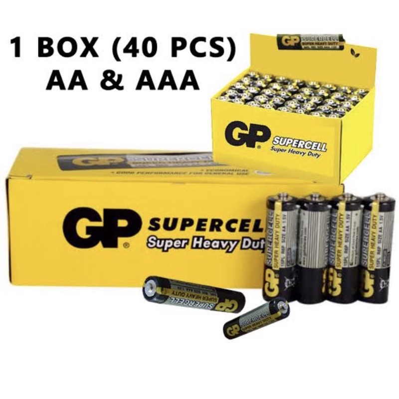 ถ่านGP Super Heavy Duty ขนาดAAหรือAAA 1.5V ของแท้ (1กล่อง40ก้อน)