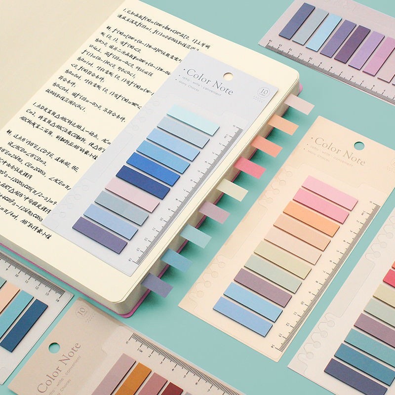 Color note กระดาษโน๊ตคั่นหนังสือ กระดาษโน๊ตมีกาว ที่คั่นหนังสือ มาร์กเกอร์สีสดใส bookmark