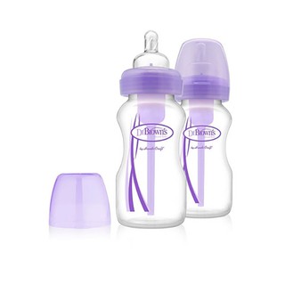 Dr.Browns : DRBWB92505-ESX ขวดนม9 oz / 270 ml PP Wide-Neck "Options" Baby Bottle - Purple, 2pk.