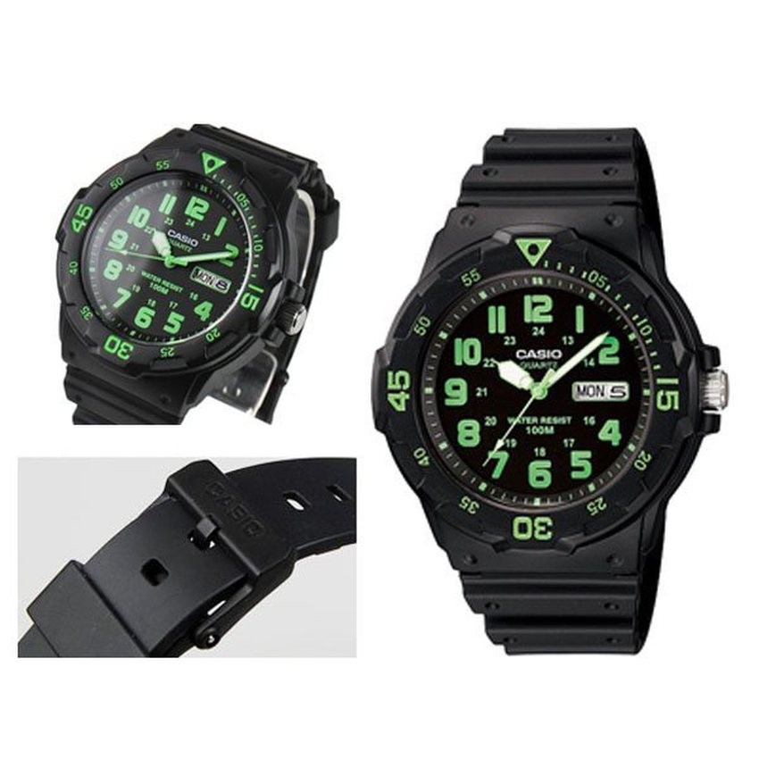 Casio Standard นาฬิกาข้อมือผู้ชาย สีดำ สายเรซิ่น รุ่น MRW-200H-3B