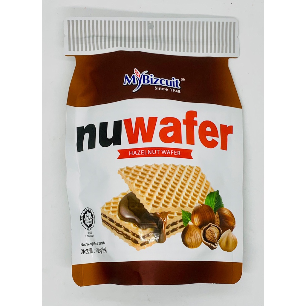 Nuwafer Mybizcuit เวเฟอร์แผ่นบางสอดไส้ช็อคโกแลตเซลนัทเข้มข้น ขนาด 130 กรัม