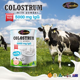 Auswelllife Colostrum Milk Powder  5000 mg lgG  450 g. (นมชง)