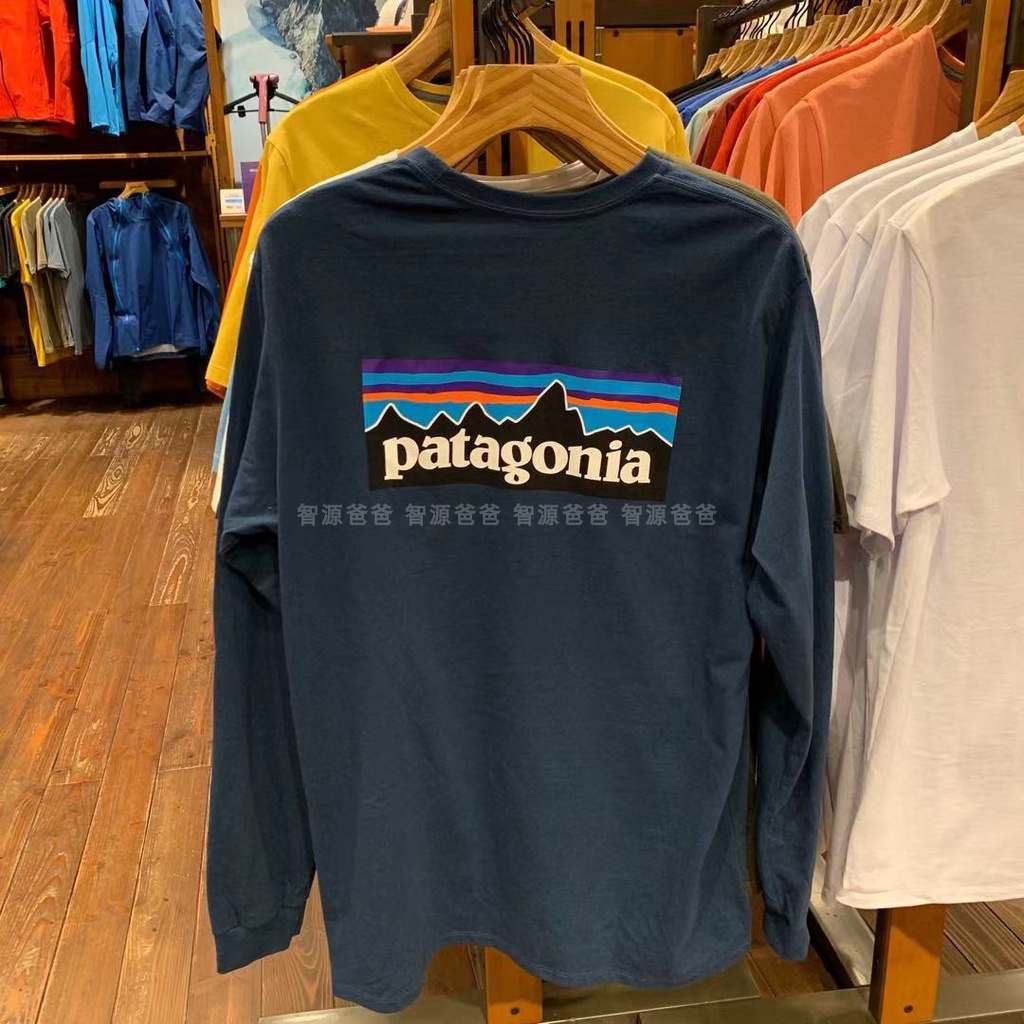 เสื้อยืดแขนยาว ผ้าฝ้าย พิมพ์ลายโลโก้ Patagonia Patagonia P 6 สําหรับผู้ชาย