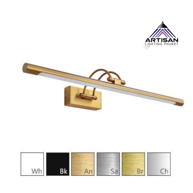 Picture Wall Lamp, Metal in Black + Opal Acrylic, LED 8W white 2700k, IP44, Size 495x190x100 mm.