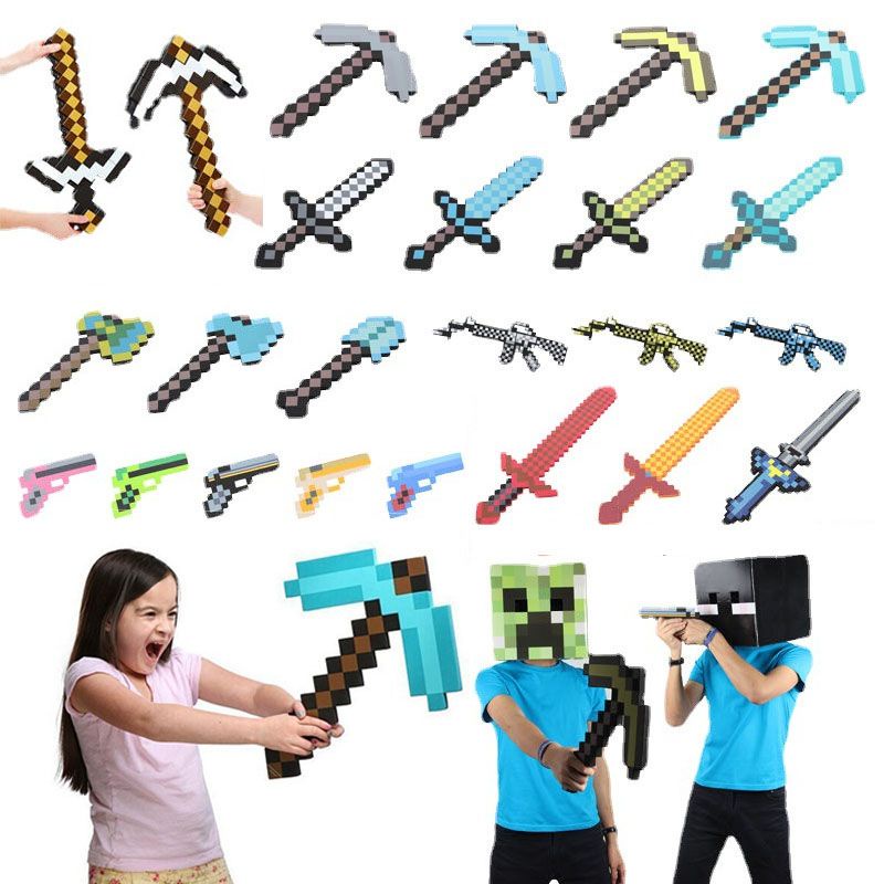 Minecraft เกม EVA โฟมเพชร Pickaxe ขวาน Hamaxe ดาบของเล่นเด็กของขวัญ Action Figure ของเล่นคอสเพลย์ Props ของขวัญ