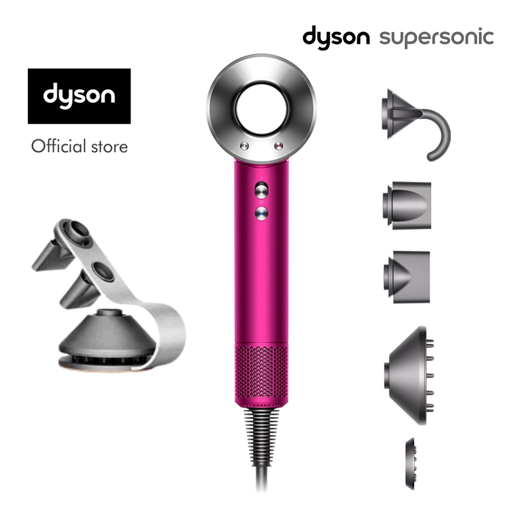 Dyson Supersonic ™ Hair Dryer HD08 (Fuchsia/Nickel) with Supersonic Stand เซตไดร์เป่าผม ไดสัน สีชมพู และฐานวางไดร์สีดำ