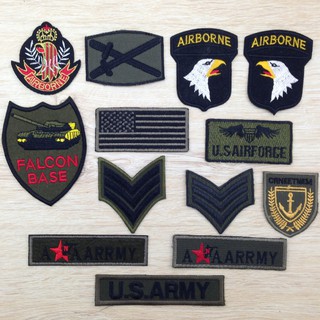 ตัวรีดปักด้าย ตัวรีดติดเสื้อ อาร์มติดเสื้อ ตัวรีดติดผ้า ด้ายปักทหาร U.S.ARMY  Iron on Patch 11 แบบ