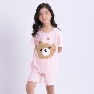 Unifriend Thailand ชุดนอนเด็ก เสื้อผ้าเด็ก รุ่น22ss/Slub-Pink bear5