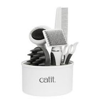 Catit Grooming Kit ชุดกรูมมิ่ง หวีสางขน กรรไกรตัดเล็บ แปรงนวดขน สำหรับแมวขนสั้น (5 ชิ้น/เซ็ต)