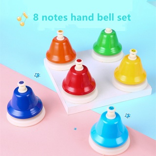 🔔8 notes hand bell set🔔 โน๊ตสําหรับเด็ก ชุดกระดิ่งมือจับพลาสติกมีสีสันเครื่องดนตรีของเล่นสําหรับเด็ก