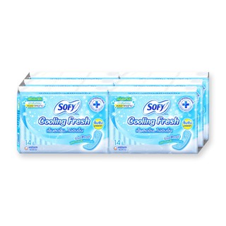 💥โปรสุดพิเศษ!!!💥 โซฟี แผ่นอนามัย คูลลิ่งเฟรช 14 ชิ้น แพ็ค 6 ห่อ Sofy Panty Liner Cooling 14 pcs x 6 Packs