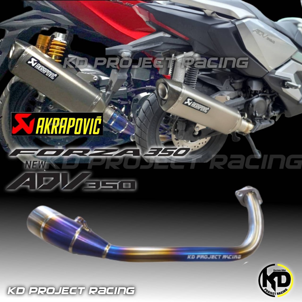 ท่อ Akrapovic titanium slip on พร้อมคอฟลู titanium Honda Forza 350,ADV350 / 2019-25 แท้ 100%